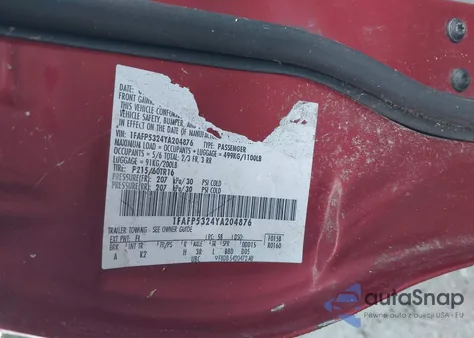 2000 Ford Taurus Se z USA, uszkodzony, nr VIN 1FAFP5324YA204876